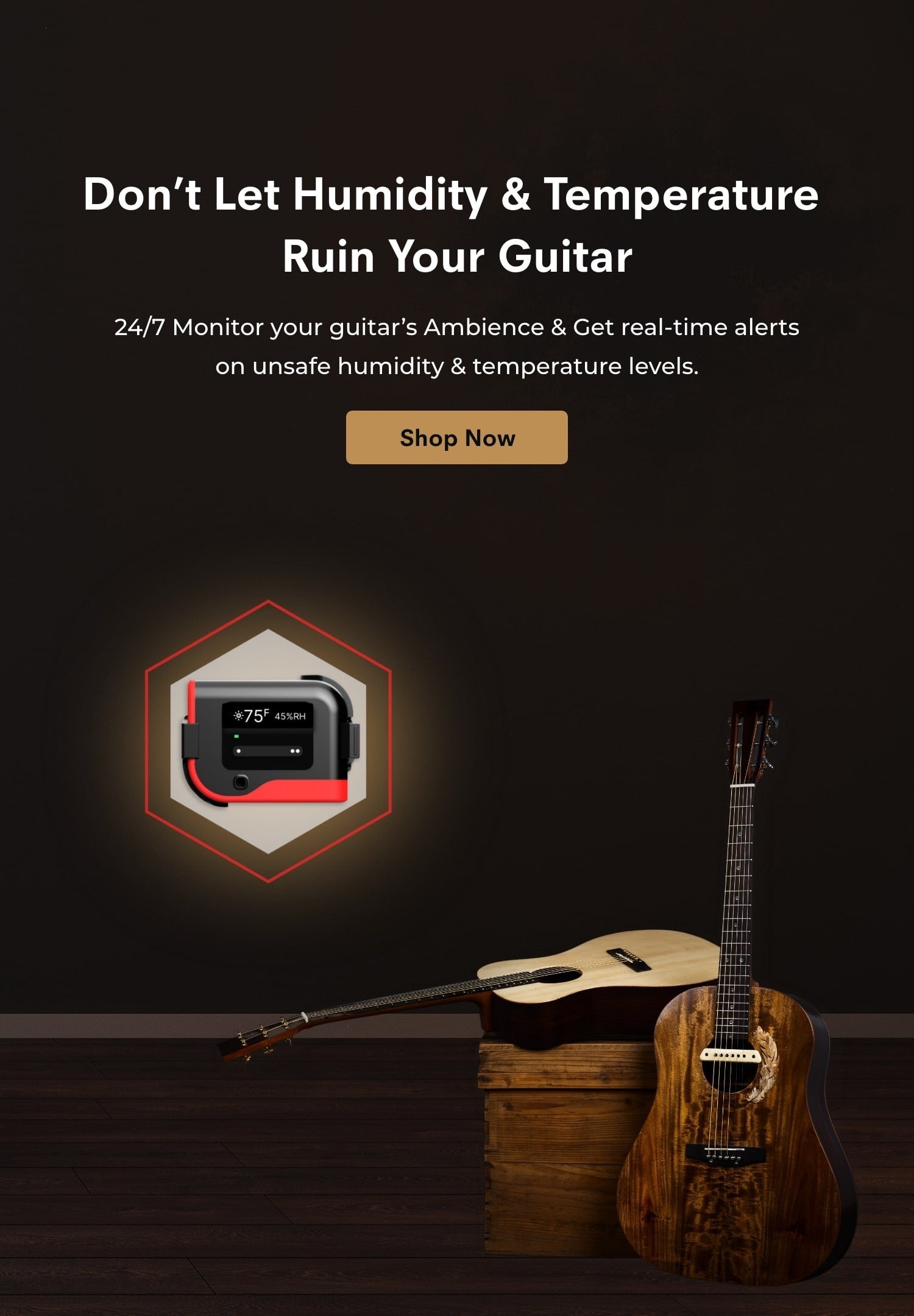 Guitar Humidity & Temperature Monitoring tempCube