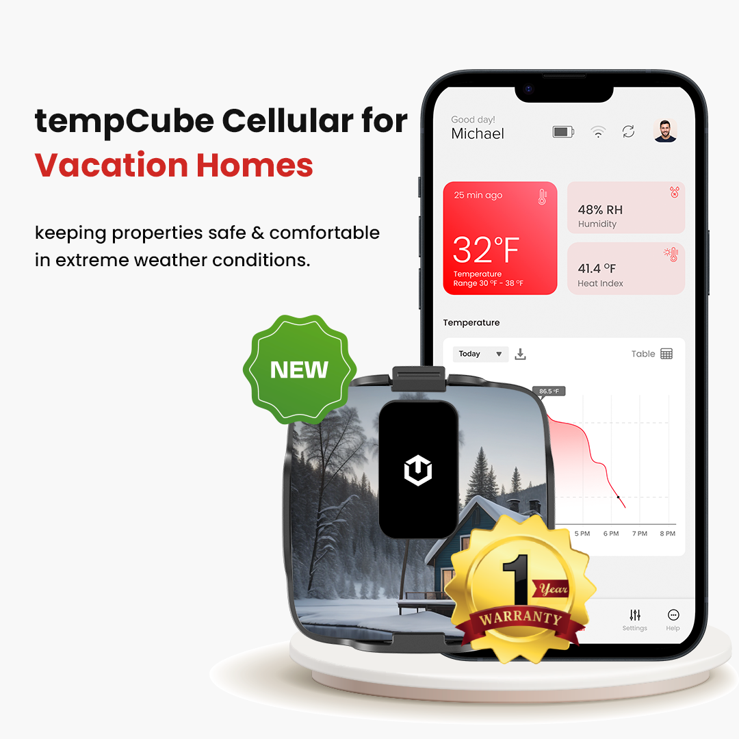 New tempCube Cellular - Verizon  Remote Temperature &amp; Humidity Sensor, 24/7 Monitoring